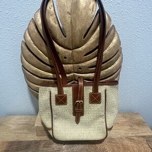 DOONEY & BOURKE Canvas Leather Bucket Tote Bag with solid brass hardware